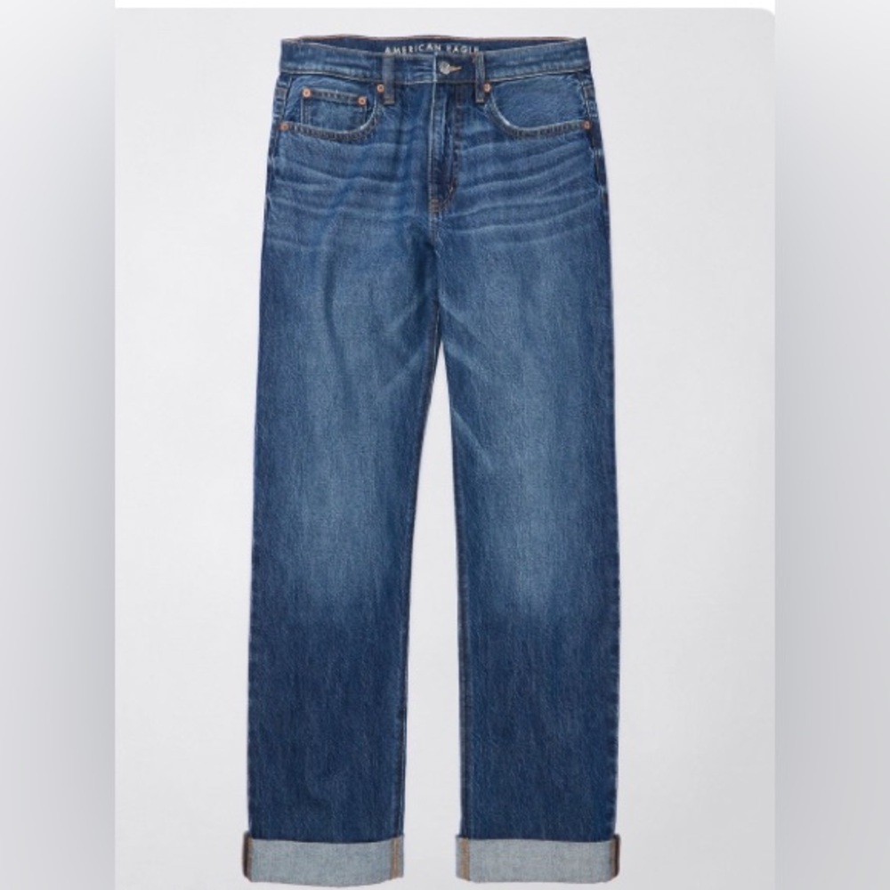 Women’s AE low-rise baggy straight jean.